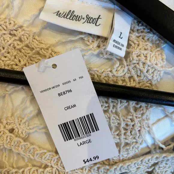 Brand New Willow & Root Open Weave Scalloped Sweater w/ Tags (Size Large) - Picture 7 of 7